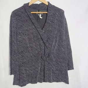 Alex Evenings Black and Silver Metallic 3X Blouse